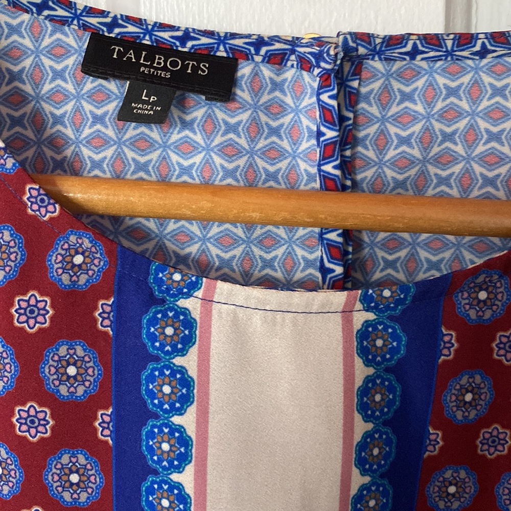 Talbots Patterned Blouse Size Petite Large - image 3